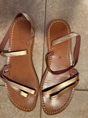Lanapo Rose Gold Italian Leather Strappy Sandals - Women size 39